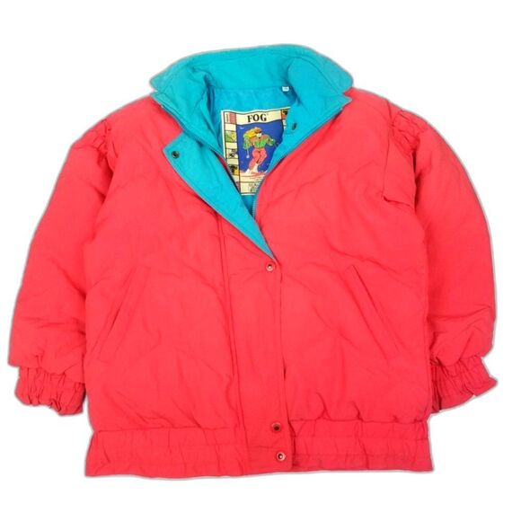 Vintage 90s London Fog Down Puffer Jacket Ski Winter Coat Men Small Red Gorpcore - Picture 1 of 10